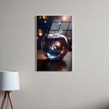 Celestial Orb Vertical Glass Wall Art - Tempered Glass Rectangular Wall Decor