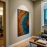 Chromatic Rings – 3D Carved Wood Wall Art - Textured Vertical Wall Decor