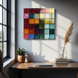 Spectrum Square Tempered Glass Wall Art - Abstract Design - Large Glass Decor for Living Room & Office