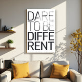 Motto Dare To Be Different Vertical Glass Wall Art - Tempered Glass Rectangular Wall Decor
