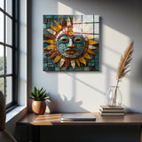 Solstice Square Tempered Glass Wall Art - Abstract Design - Large Glass Decor for Living Room & Office