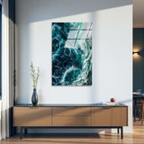 Deep Currents Vertical Glass Wall Art - Tempered Glass Rectangular Wall Decor