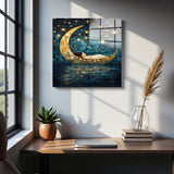 Dreamer Square Tempered Glass Wall Art - Abstract Design - Large Glass Decor for Living Room & Office