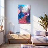 Watercolor Flow Vertical Glass Wall Art - Tempered Glass Rectangular Wall Decor
