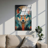 Arctic Wolf Vertical Glass Wall Art - Tempered Glass Rectangular Wall Decor