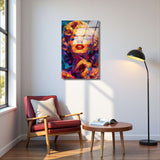 Golden Icon Vertical Glass Wall Art - Tempered Glass Rectangular Wall Decor