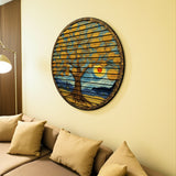 Tranquil Tree Of Life Wall Decor – Round 3D Carved Wood Wall Art