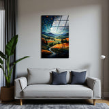 Starry Hamlet Vertical Glass Wall Art - Tempered Glass Rectangular Wall Decor