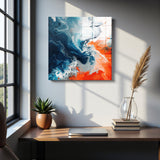 Tide Square Tempered Glass Wall Art - Abstract Design - Large Glass Decor for Living Room & Office