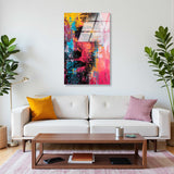 Rusted Layers Vertical Glass Wall Art - Tempered Glass Rectangular Wall Decor