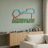 Baku City Circuit Formula One Metal Race Map – Azerbaijan Flag Wall Art
