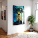 Tree Of Life Nocturne Vertical Glass Wall Art - Tempered Glass Rectangular Wall Decor