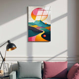 Road to Zenith Vertical Glass Wall Art - Tempered Glass Rectangular Wall Decor