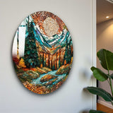 Wilderness Round Glass Wall Art - Tempered Glass Circle Wall Decor