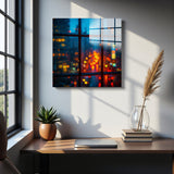 Reflections Square Tempered Glass Wall Art - Abstract Design - Large Glass Decor for Living Room & Office