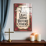 Christian Glass Wall Art - [Let your light shine before others. (Matthew 5 16)] Bible Scripture Decor