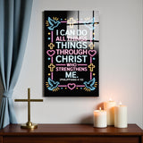 Christian Glass Wall Art - [ I can do all things through Christ who strengthens me. (Philippians 4 13)] Bible Scripture Decor