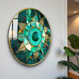 Emerald Round Glass Wall Art - Tempered Glass Circle Wall Decor