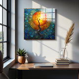 Rebirth Square Tempered Glass Wall Art - Abstract Design - Large Glass Decor for Living Room & Office