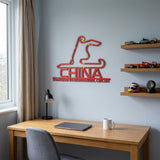 Shanghai International Circuit Formula One Metal Race Map – China Flag Wall Art