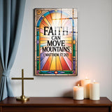 Christian Glass Wall Art - [Faith can move mountains. (Matthew 17 20)] Bible Scripture Decor