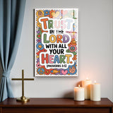 Christian Glass Wall Art - [Trust in the Lord with all your heart. (Proverbs 3 5)] Bible Scripture Decor