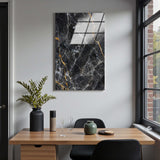 Midnight Veins Vertical Glass Wall Art - Tempered Glass Rectangular Wall Decor