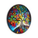 Vitality Tree Of Life, Tempered Glass Round Wall Art - Tempered Glass Circle Wall Decor