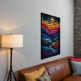 Mountain Dawn – 3D Carved Wood Wall Art - Textured Vertical Wall Decor