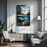 Tropical Mirror Vertical Glass Wall Art - Tempered Glass Rectangular Wall Decor