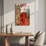 Scarlet Muse Vertical Glass Wall Art - Tempered Glass Rectangular Wall Decor