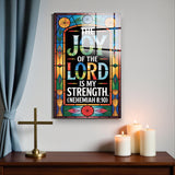 Christian Glass Wall Art - [The joy of the Lord is my strength. (Nehemiah 8 10)] Bible Scripture Decor