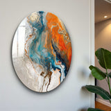 Inferno Round Glass Wall Art - Tempered Glass Circle Wall Decor