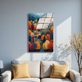 Autumn Canopy Vertical Glass Wall Art - Tempered Glass Rectangular Wall Decor
