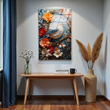 Jungle Symphony Vertical Glass Wall Art - Tempered Glass Rectangular Wall Decor