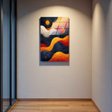 Curved Energy Vertical Glass Wall Art - Tempered Glass Rectangular Wall Decor