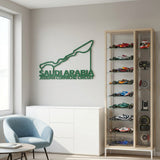 Jeddah Corniche Circuit Formula One Metal Race Map – Saudi Arabia Flag Wall Art