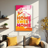 Motto Home Sweet Home Vertical Glass Wall Art - Tempered Glass Rectangular Wall Decor