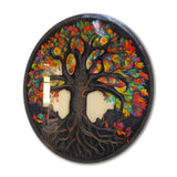 Evergreen Tree Of Life, Tempered Glass Round Wall Art - Tempered Glass Circle Wall Decor