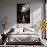 Path to Solitude Vertical Glass Wall Art - Tempered Glass Rectangular Wall Decor