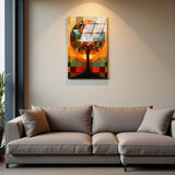 Prism Tree Vertical Glass Wall Art - Tempered Glass Rectangular Wall Decor