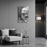 Monochrome Swirl Vertical Glass Wall Art - Tempered Glass Rectangular Wall Decor