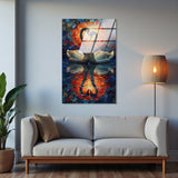 Heart's Ember Vertical Glass Wall Art - Tempered Glass Rectangular Wall Decor