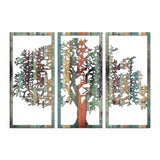 3 Piece Tree Of Vibrant 3D Metal Wall Art – Laser Cut, UV Printed & Powder Coated Colorful Decor
