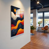 Curved Energy Vertical Glass Wall Art - Tempered Glass Rectangular Wall Decor