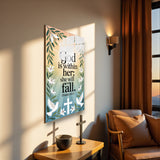 Christian Glass Wall Art - [God is within her; she will not fall. (Psalm 46 5)] Bible Scripture Decor