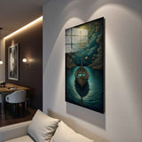 Abyssal Symmetry Vertical Glass Wall Art - Tempered Glass Rectangular Wall Decor