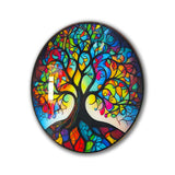 Vitality Tree Of Life, Tempered Glass Round Wall Art - Tempered Glass Circle Wall Decor