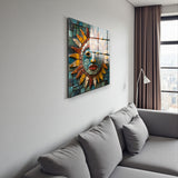 Solstice Square Tempered Glass Wall Art - Abstract Design - Large Glass Decor for Living Room & Office