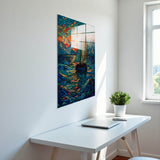 Vivid Voyage Vertical Glass Wall Art - Tempered Glass Rectangular Wall Decor